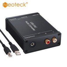 [해외] NEOTECK USB DAC 오디오 컨버터 USB TO COAXIAL SPDIF 컨버터 3.5MM 헤드폰 오디오가있는 디지털아날로그 컨버터 어댑터, DAC070