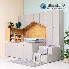 바로크&피노키오 콜로디룸 시스템 벙커침대세트, 선반장, 민트그레이