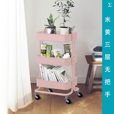 집 청소 정리 이동식 트롤리 틈새 선반 이케아 수납 카트 IKEA 주방 바퀴 포함 바닥, 2. 색상 분류: 분홍색 손잡이 없음, 레이어 수: 3 개의 층