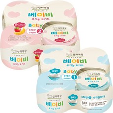상하목장 유기농 베이비요거트 플레인 4개 + 딸기바나나 4개 (총 8개), 1세트, 85g