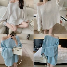 안나리야 풀오버 오프숄더 파스텔컬러 니트 스웨터 YJ