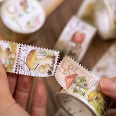 빈티지 머쉬룸 스탬프 시리즈 Bullet Journal Washi Tape 레트로 플로랄 장식 접착 테이프 DIY 스크랩부킹 스티커 라벨 사무용 테이프, 06 8