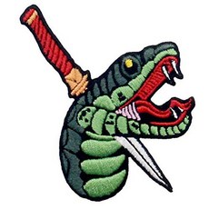 해외ZEGINs Snake and Dagger Patch Embroidered Applique Badge Iron On Sew On Emblem PROD1510022213