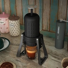 캡슐머신 야외 휴대용 수동 추출 에스프레소 머신 핸드 압력 커피 기구 포함, Mini black