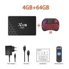 스마트 TV 박스 쿼드 코어 셋톱 박스 HD 4K AV1 24G 5G 듀얼 와이파이 6 BT5 고속 미디어 플레이어 1000M 안드로이드 12 X98H 프로 4G 64G, 10) 미국 플러그  4G 64G Keyboard - 4khdr디빅스