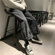 그러데이션 데님 남 뉴 유 망 레드 카드 ins 드롭 느낌 다리 쭉 통