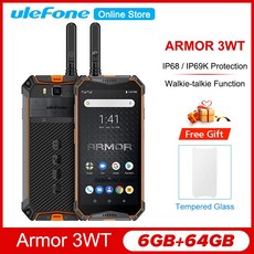 Ulefone Armor 3WT 5.7 "FHD + 안드로이드 9.0 Helio P70 Octa Core 6GB 64GB 스마트 폰 워키 토키 10300mAh 4G OTG NF, 1개, Add Free Gift, Orange N 32GB Card