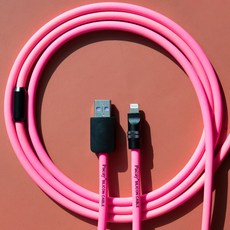 파카이 USB to LIGHTNING 실리콘 케이블 시리즈, 1개, 핑크&블랙, 2m 1개, 핑크&블랙, 2m