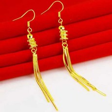 여성용 남자귀걸이 Aretes 999 귀걸이 작은 허리 태슬 24k AU750 패션