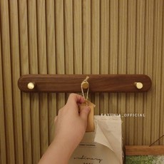 까유니아 월넛 우드 코트랙 - 2구 벽행거 벽걸이 행거 원목, 단품