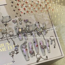 네일 스위트 쿨 클라우드 별망 스티커 스크럽 엔젤 진주 하트 큐빅 소중고보색 액세서리, 색깔1, 하나