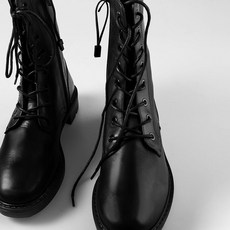 자라 ZARA 레더 플랫 앵클 부츠 마틴 여자 워커