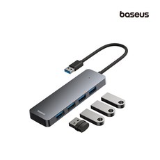 베이스어스 울트라조이 시리즈 4in1 USB 허브 라이트, (그레이) B0005280B813-Z1, 1개