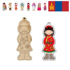 본S인터내셔널(우드아트) 세계민족의상 열쇠고리-델(몽골) 열쇠고리 키홀더 열쇠고리만들기 열쇠홀더 키홀더만들기_UJUY숄 +JHKJ, 본S상품