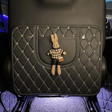 이든마켓 자동차 킥매트 뒷좌석 시트보호 오리 토끼, 토끼 블랙, 1개