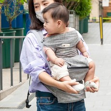 백효정아기띠 배 압박 없는 힙시트 2TYPE 그레이 슬링 랩 멜빵 타입, 멜빵타입