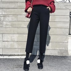 Flower Butterfly 여성 테이퍼드핏 슬랙스 팬츠 정장 바지 모직 일자핏