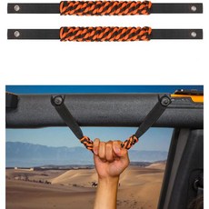 Savadicar 2 x Roll Bar Grab 손잡이 20212023 Ford Bronco SUVBronco Sport에 맞지 않음와 호환되는 원형 위브 그립 인테리어 액세, Neon Orange - 와그랩