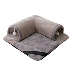  JINYOUQIAN 고양이터널하우스 고양이 매트 투인원 고양이 둥지 보온하다 애완 동물 용품, 그레이, L 