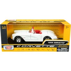 Motormax Toy 1959 Chevy Corvette C1 Convertible White with Red Interior (Red Interior) - 제작 시리즈 1, Motormax Toy 1959 Chevy Corvet