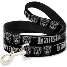 BuckleDown \"TRANSFORMERS Old English/Autobot 블랙/그레이 애완동물 목줄 1.83.8cm6피트1.5인치 746895, 1개