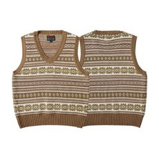 꽃무늬조끼베스트누빔조끼 남녀공용 민소매 풀오버 니트웨어 레드 토네이도 페어 아일 울 스웨터