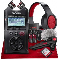 Tascam DR-40X 4 트랙 디지털 오디오 레코더 및 USB 오디오 인터페이스 + 32GB + Samson 헤드폰 + 테이블 삼각대 + 액세서리, 단일옵션, 단일옵션