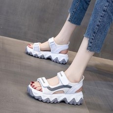 캐주얼 여성용 통굽 키높이 오픈토 샌들