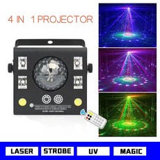 4 in 1 led 무대 프로젝터 스트로브 매직 크리스탈 볼 uv 레이저 효과 빔 스팟 dj 디스코 원격 dmx, 중국