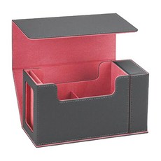카드 게임 보관 상자 보호용 경량 홀더 카드 수집 데크 케이스, PU 가죽, 빨간색, 1개