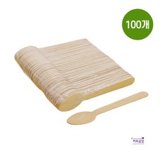 일회용 나무 숟가락 14cm 벌크 1봉(100개입) / 수저 테이크아웃 배달용 캠핑용, 1개, 100개입