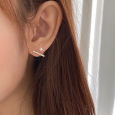 초콜리트쥬얼리 [은침][무배] 샌서블 큐빅바 진주 귓볼라인 스터드 귀걸이