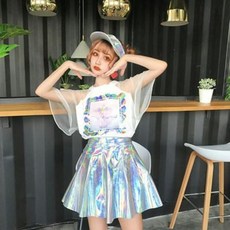걸그룹 공연복 치어리딩 여성 홀로그램 플리츠 무대공연복 자즈 재즈댄스세트