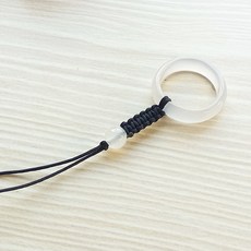천연 아게이트 반지 핸드폰 장신구 목걸이 이어캡 USB메모리 걸개 밧줄 커플 펜던트, 1, 화이트 아게이트 걸개 밧줄