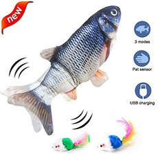 NMT Electric Moving Fish Cat Toy Dog Chew Toy Bite Toy for Indoor Cats Dogs Plu - P058608715J7T56, 기본