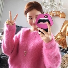 앙고라니트 상큼한 두꺼운 밍크 옷여성 셀럽 털
