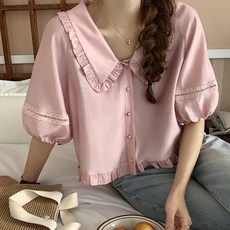 둥근카라블라우스
