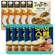 고베식당 비프카레 약간매운맛 160g x 5개 + CJ 스팸 싱글 마일드 80g x 5개