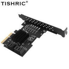 TISHRIC 채굴용 라이저 카드 확장기 Pcie 스플리터 PCI-Express 슬롯 4x-16x 3.0 4X-4 6 SATA 포트 확장