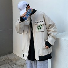 드렌드 오리지널제작 야구복 남성 가을옷 상의 힙합 트렌드 엽기적 프린팅점퍼 와이드 루즈핏 카고