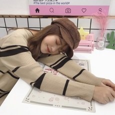 체크팔각모