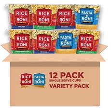 PASTA RONI Quaker Rice a Roni Cups 개별 컵 3가지 맛 버라이어티 팩 66.5g(2.25온스) (12팩), 1개, 없음