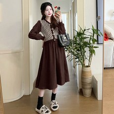 추동 한국판 나이 줄이기 패치 앤티크 디자인 가짜 투피스 니트 임부복 수유녀