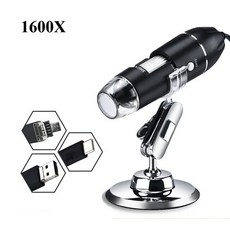 조정 가능한 1600X LED 디지털 현미경 카메라 유형-C/마이크로 USB 줌 돋보기 내시경 전자 USB 현미경 납땜, 06 1600X 3 in 1_02 미국