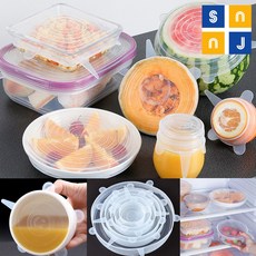 실리콘뚜껑 그릇덮개 남은음식 덮어보게 밀폐용기 실리콘랩 프레쉬캡 6종 3set (18p)