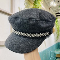 슈즈영 베레모 그레이 모자 진주 여성 여름 얇은 헌팅캡 드랜드 INS 클래식 단아한 스타일리쉬 해군모