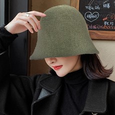 블랙 양털 코트 스타일리쉬 시계형 클로슈햇 여성 가을 계절 버켓 벙거지 트렌드