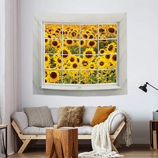Sunflower Garden Microfiber Feng Shui Tapestry 59x51 in Flower for Room Digital (Sunflower Garden)