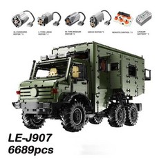 호환레고브릭 중국블럭 테크닉 닌자고 LEIER J907 테크놀로지 Unimog NOMADISMS RV 오프로드 블루투스 원격, 한개옵션1, 02 J907 with Power