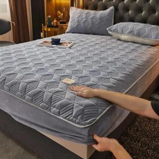 밀크 벨벳 침대보 싱글 피스 패딩 코튼 플란넬 매트리스 커버 겨울 미끄럼 방지 고정 침대 모자